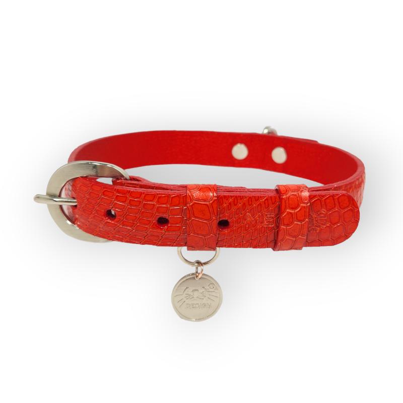 meow-design-collar-cuero-texturizado-serpiente-rojo