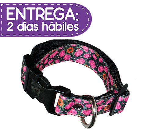 Animal Shop - Collar Rosas Fondo Negro