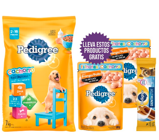 Combo Cachorros Gitf Pack Pedigree Alimento 7 Kg Gratis Dentastix + 2 Pouches Carne Y Pollo