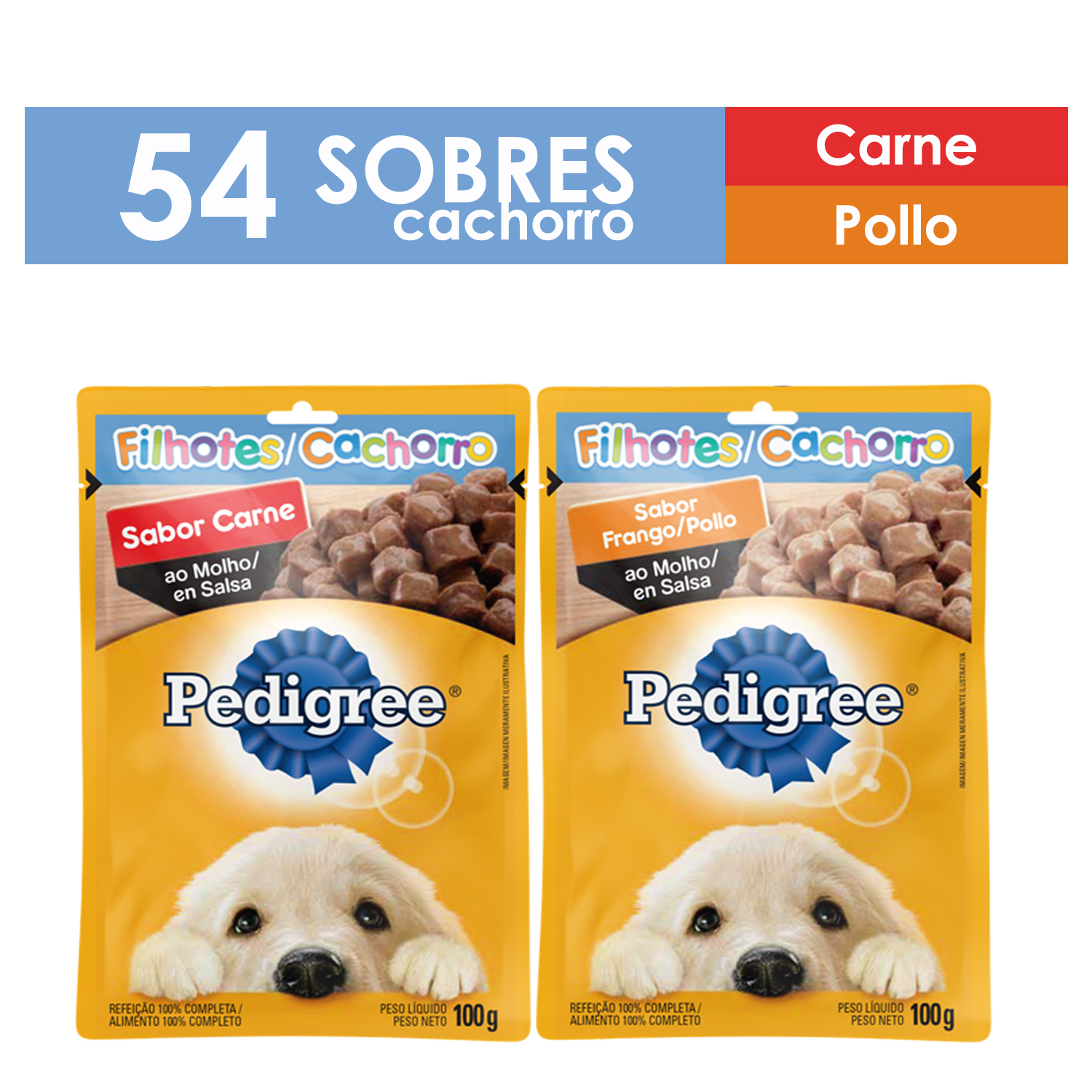 Combo Pedigree Alimento Húmedo Perro Cachorro X 54 Sobres