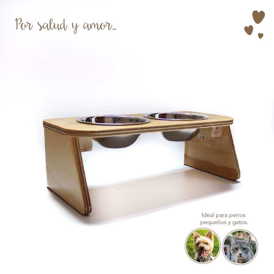 Mandi - Comedero Bebedero Wood Doble Elevado