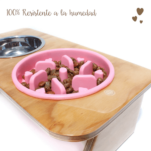Mandi Comedero Bebedero Wood con Plato Antireflujo Elevado