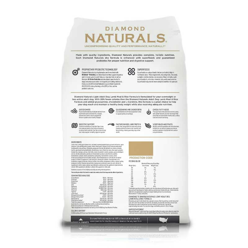 Diamond Naturals Light Dog Lamb And Rice Adult Laika Mascotas