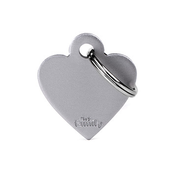 My Family - Placa Corazon Pequeño Aluminio Gris Basic