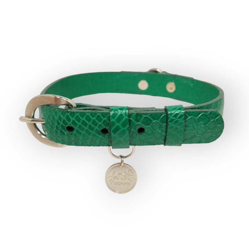 meow-design-collar-cuero-texturizado-serpiente-verde