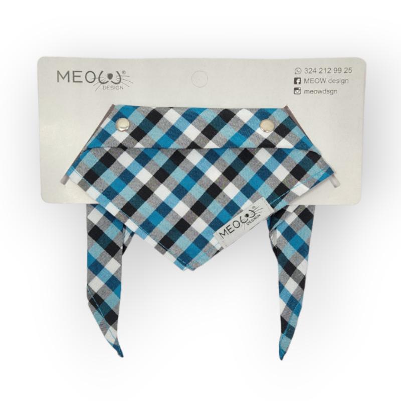 Meow Design® - Pañoleta Cuadros Azul Petróleo