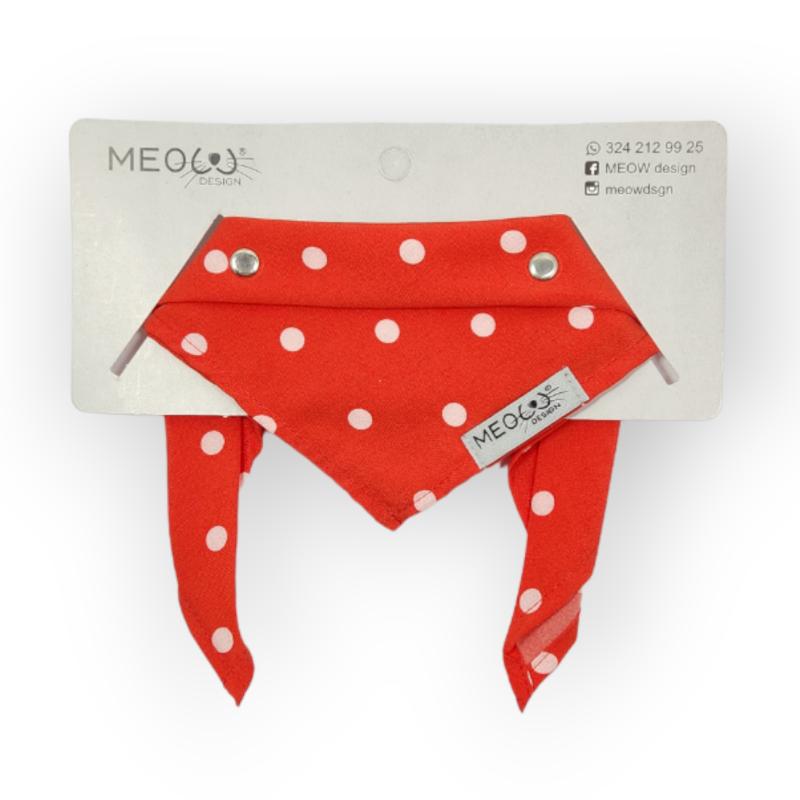 Meow Design® - Pañoleta Roja Puntos Blancos