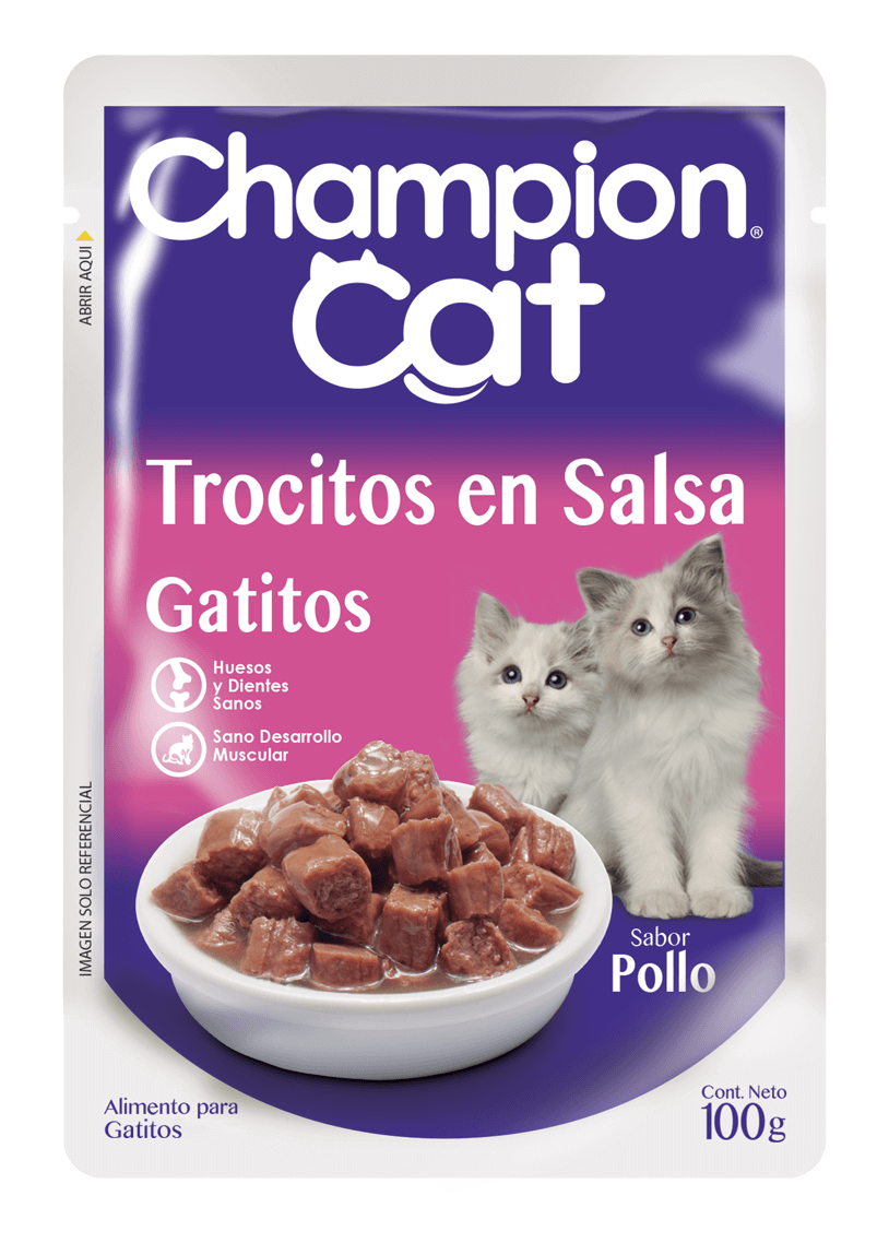 Champion Cat - Trocitos en Salsa Gatitos Sabor Pollo Sobre
