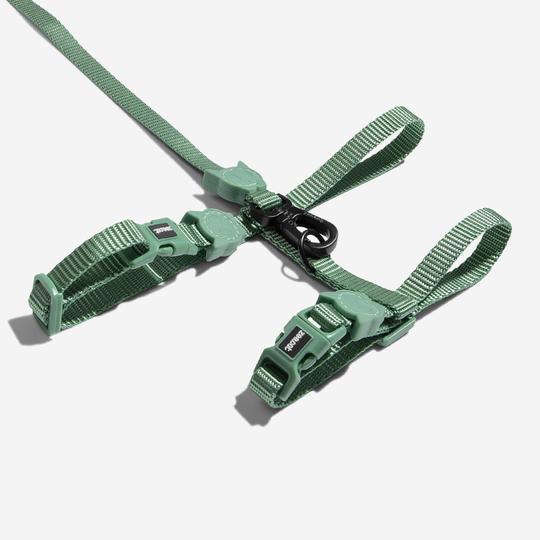 zeedog-army-green-leash-harness-set