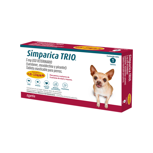 Simparica - TRIO Perros De 1,25 Hasta 2,5Kg 1 tab