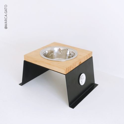 Marca Gato - Comedero Metal Madera x 1 Puesto ** Entrega en 4 días hábiles **