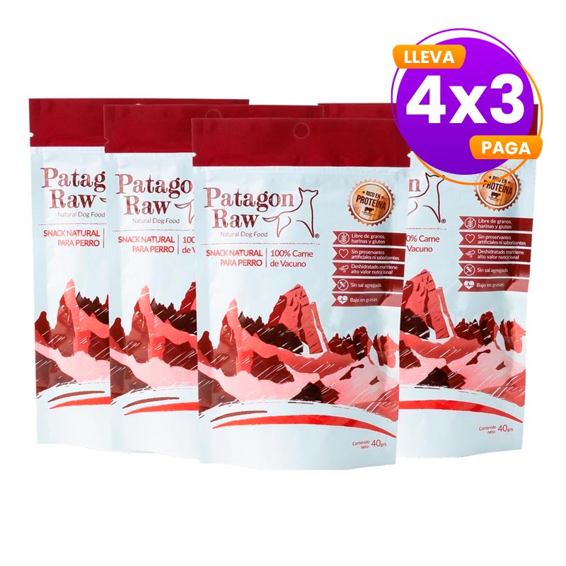 Patagon Raw - Pack 4x3 Perro Carne de Vacuno