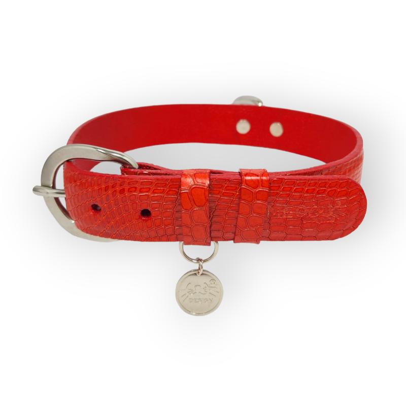 meow-design-collar-cuero-texturizado-serpiente-rojo