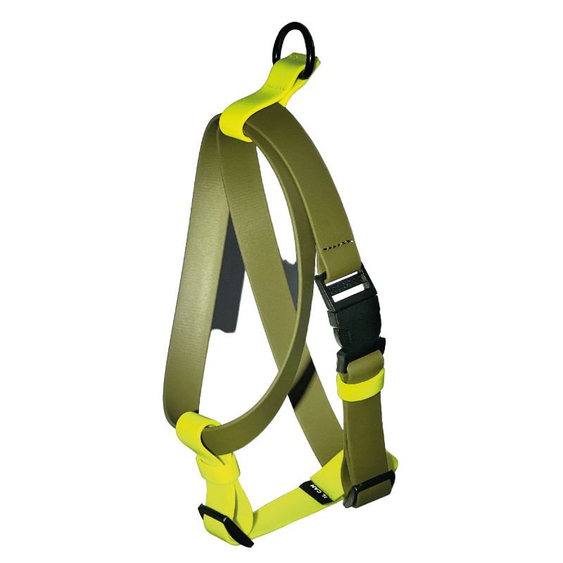 Il Can - Arnés Impermeable Verde Militar y Amarillo Neon