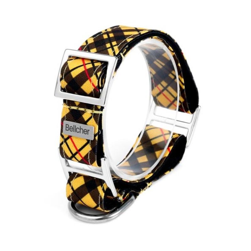 bellcher-collar-martingale-tartan-mostaza-25-cm