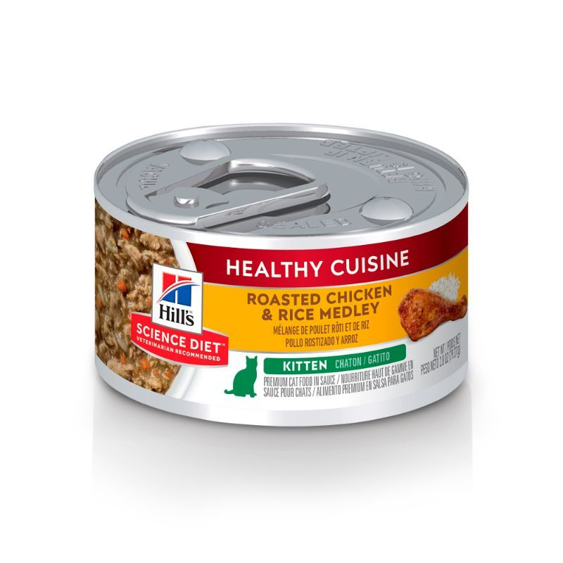 Hill's Science Diet, Alimento Húmedo para Gatito Healthy Cuisine Sabor Pollo Asado con Estofado de Zanahorias y Espinacas