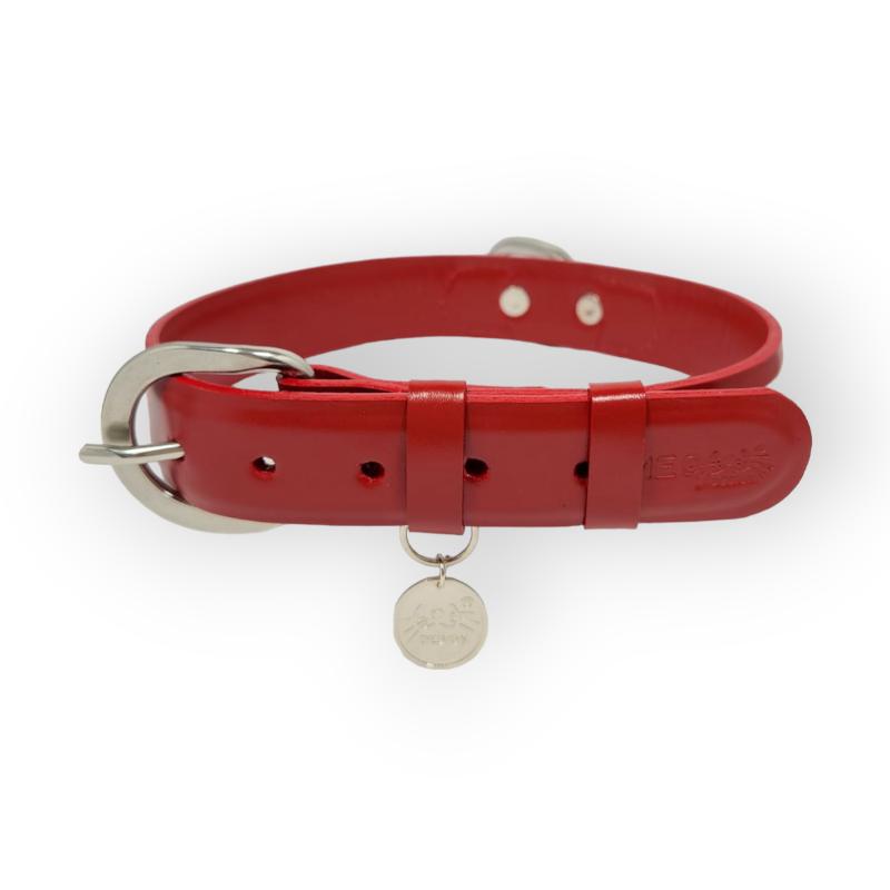 meow-design-collar-cuero-clasico-rojo