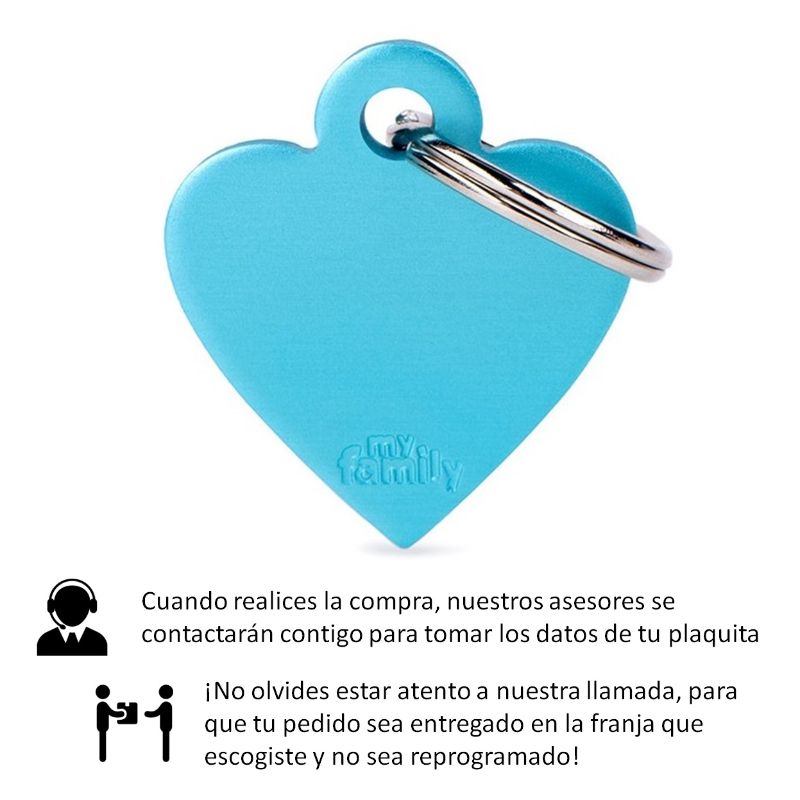 My Family - Placa ID Corazón Azul Celeste