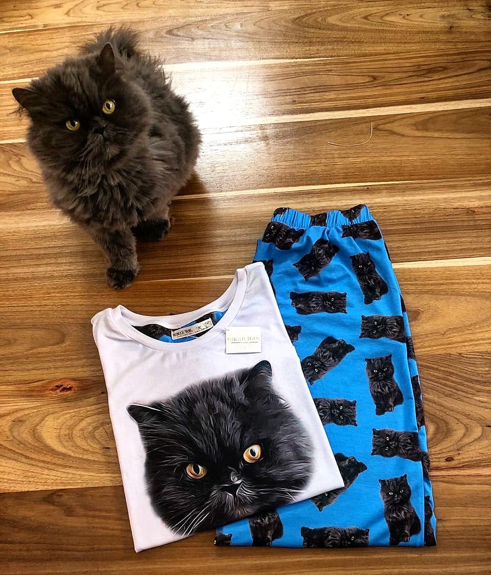 Pijama Personalizada Estampado Gatos ** Entrega en 10 Días Hábiles **