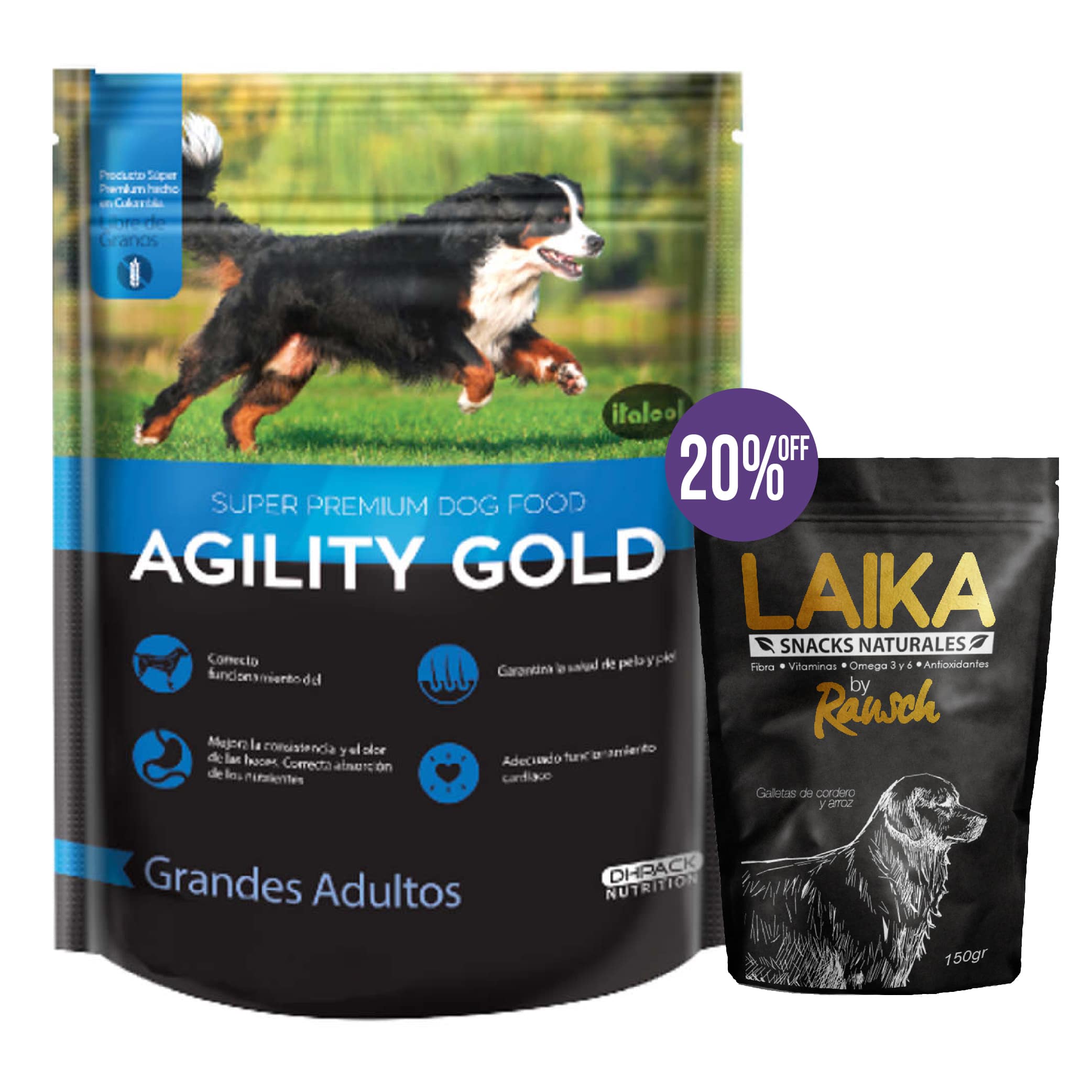 Agility Gold - Grandes Adultos 15 Kg + Galletas Rausch