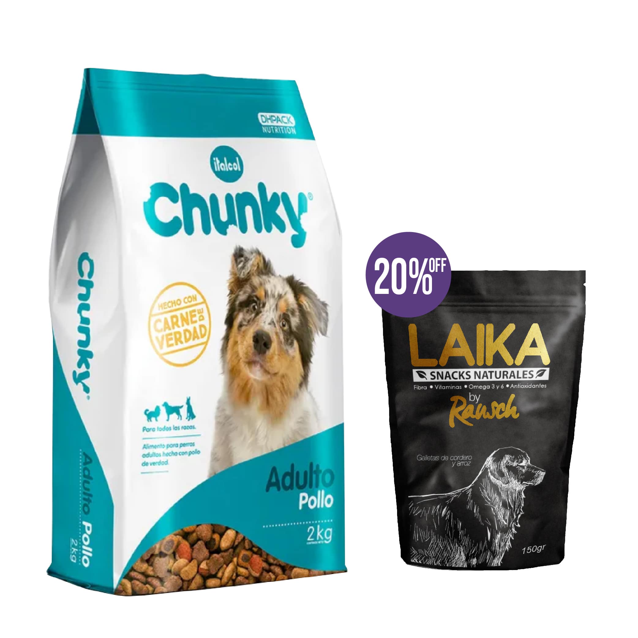 Chunky - Pollo Adultos 9 Kg + Galletas Rausch