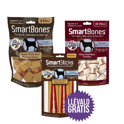 Smartbones - Combo Mini: Smartbones Pollo Mini + Smartbones Mantequilla De Maní Mini + Gratis Smartsticks Mantequilla Maní