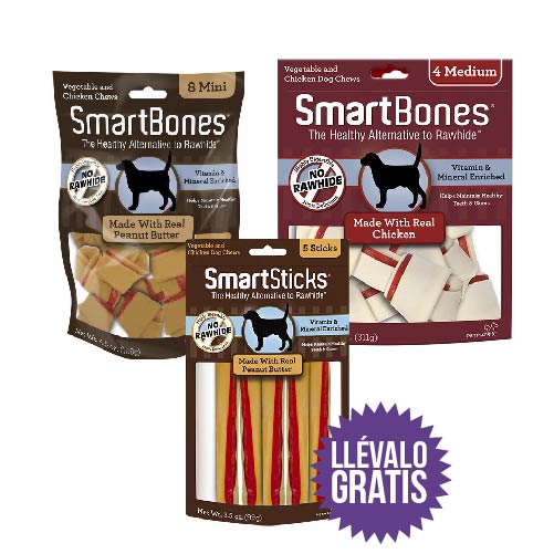 Smartbones - Combo Mix:  1 Smartbones Pollo Mini + 1 Smartbones Pollo Medium +  Gratis Un Paquete De Smartsticks De Mantequilla De Maní
