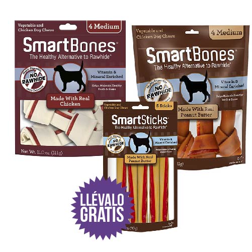 Smartbones - Combo Medium:  1 Smartbones Pollo Medium + 1 Smartbones Mantequilla De Maní Medium +  Gratis Un Paquete De Smartsticks De Mantequilla De Maní