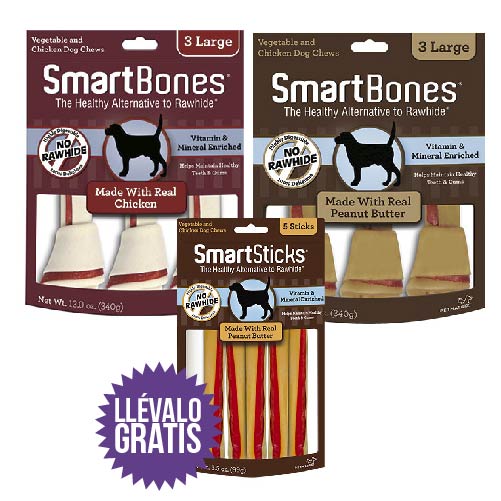 Smartbones - Combo Large:  1 Smartbones Pollo Large + 1 Smartbones Mantequilla De Maní Large +  Gratis Un Paquete De Smartsticks De Mantequilla De Maní