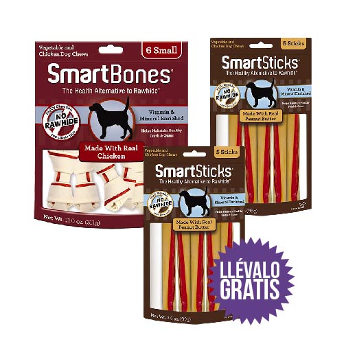 Smartbones - Combo Sticks Small:  1 Smartbones Pollo Small + 1 Smartsticks Mantequilla De Maní +  Gratis Un Paquete De Smartsticks De Mantequilla De Maní Adicional
