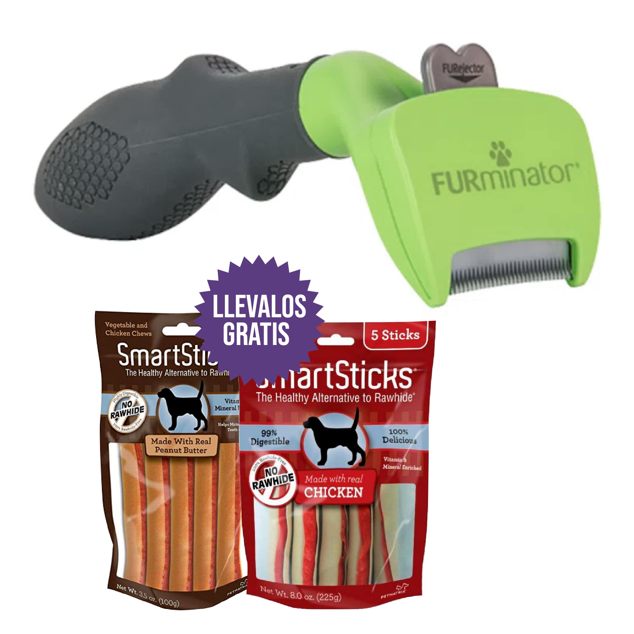 Furminator -  Un Furminator Deslanador Perro Pequeño Pelo Corto +  Gratis Un Kit De Smartsticks De Mantequilla De Maní + Pollo