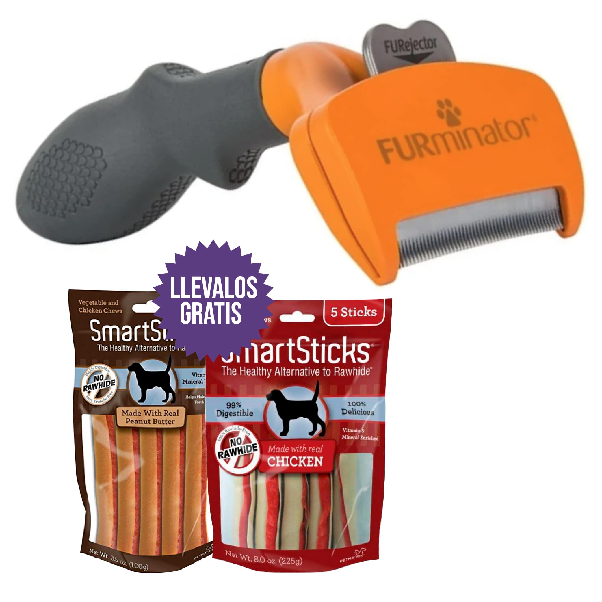 Furminator - Furminator Deslanador Perro Mediano Pelo Corto + Gratis Un Kit De Smartsticks De Mantequilla De Maní + Pollo