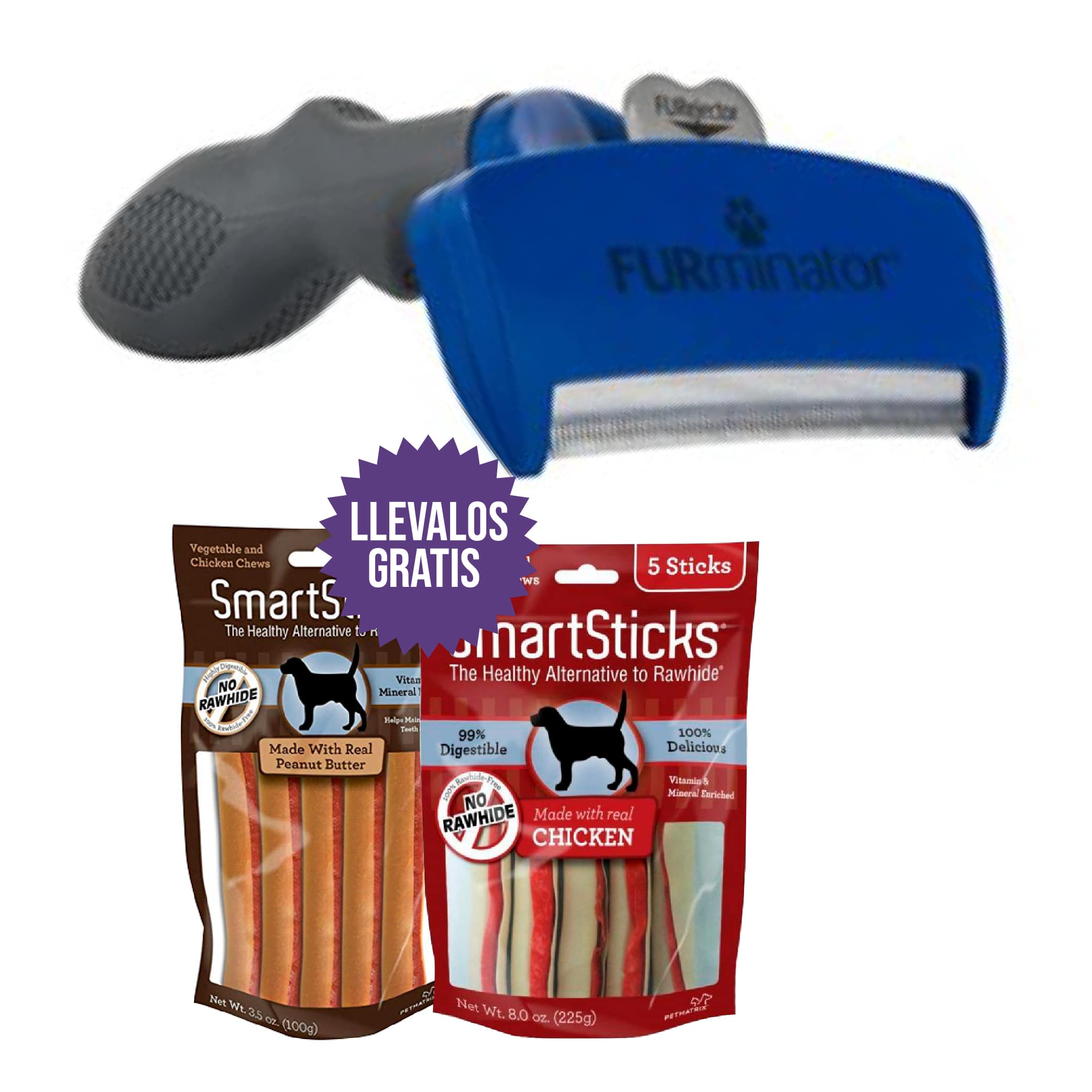 Furminator - Furminator Deslanador Perro Grande Pelo Corto + Gratis Un Kit De Smartsticks De Mantequilla De Maní + Pollo