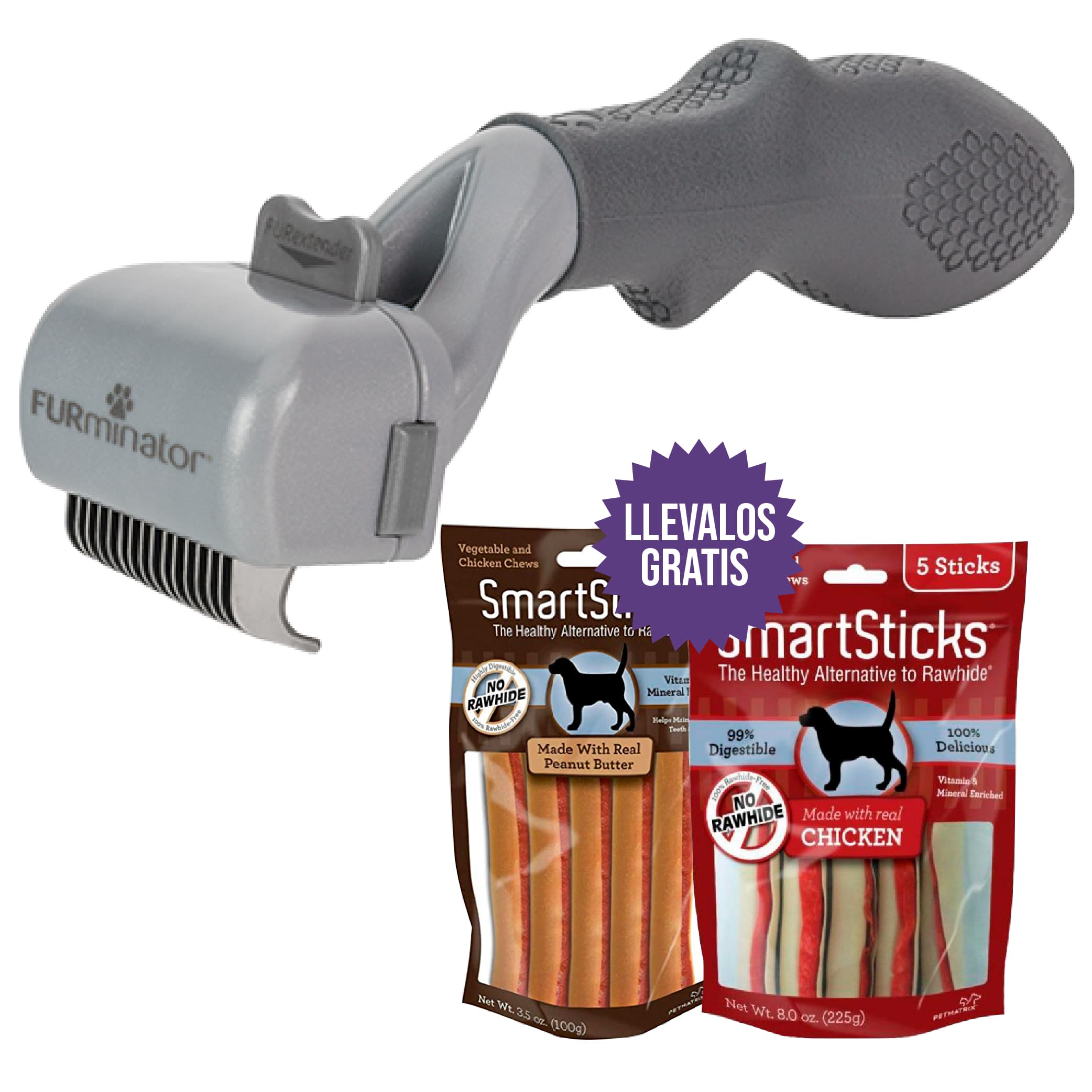 Furminator - Furminator Desenredador Perro + Gratis Un Kit De Smartsticks De Mantequilla De Maní + Pollo