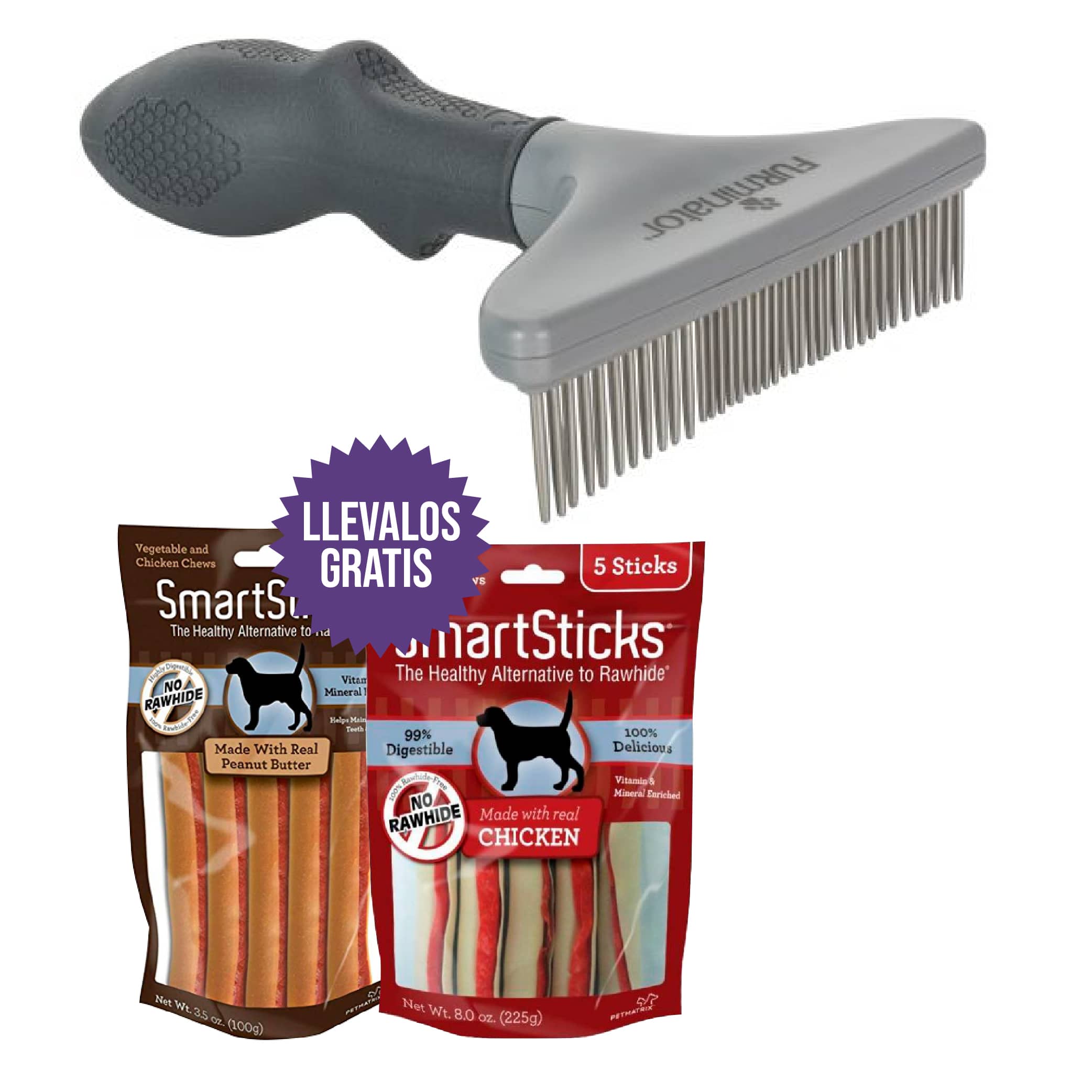 Furminator - Furminator Rastrillo Perro + Gratis Un Kit De Smartsticks De Mantequilla De Maní + Pollo