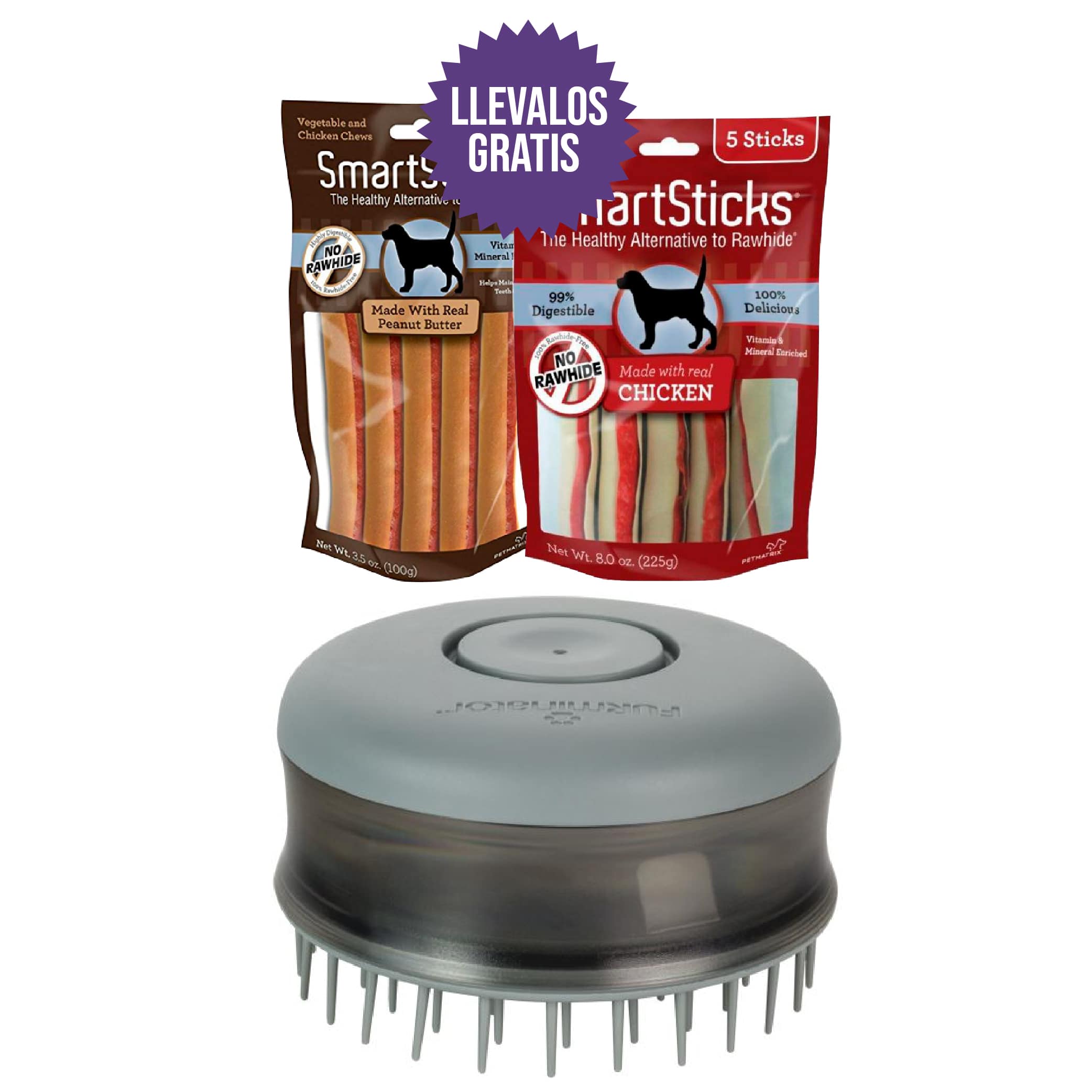 Furminator - Furminator Cepillo De Baño Perro + Gratis Un Kit De Smartsticks De Mantequilla De Maní + Pollo