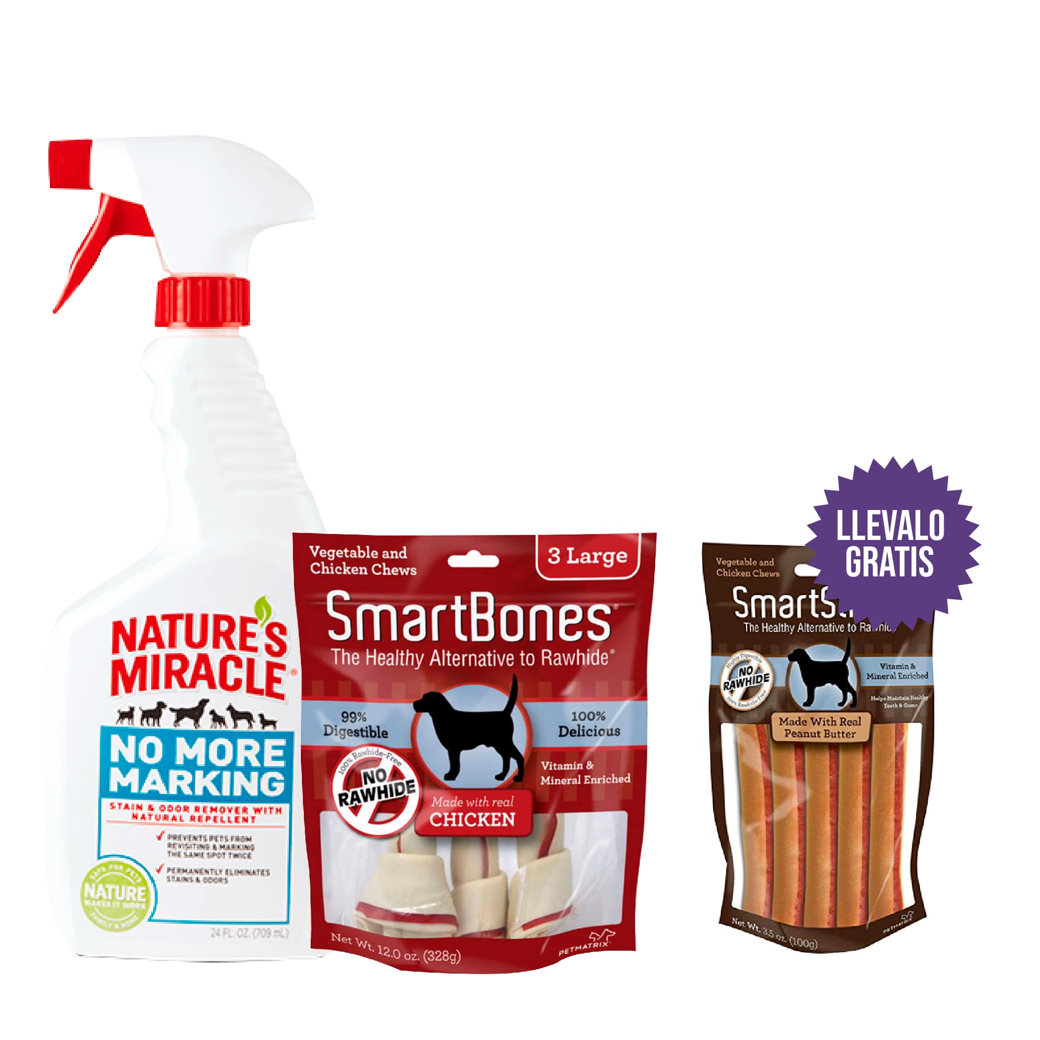 Smartbones - Combo Large Mix:  1 Smartbones Pollo Large + 1 Natures Miracle No Más Marcas +  Gratis Un Paquete De Smartsticks De Mantequilla De Maní