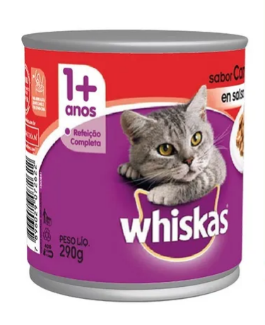 Whiskas -  Alimento Húmedo Para Gato Adulto Carne Lata