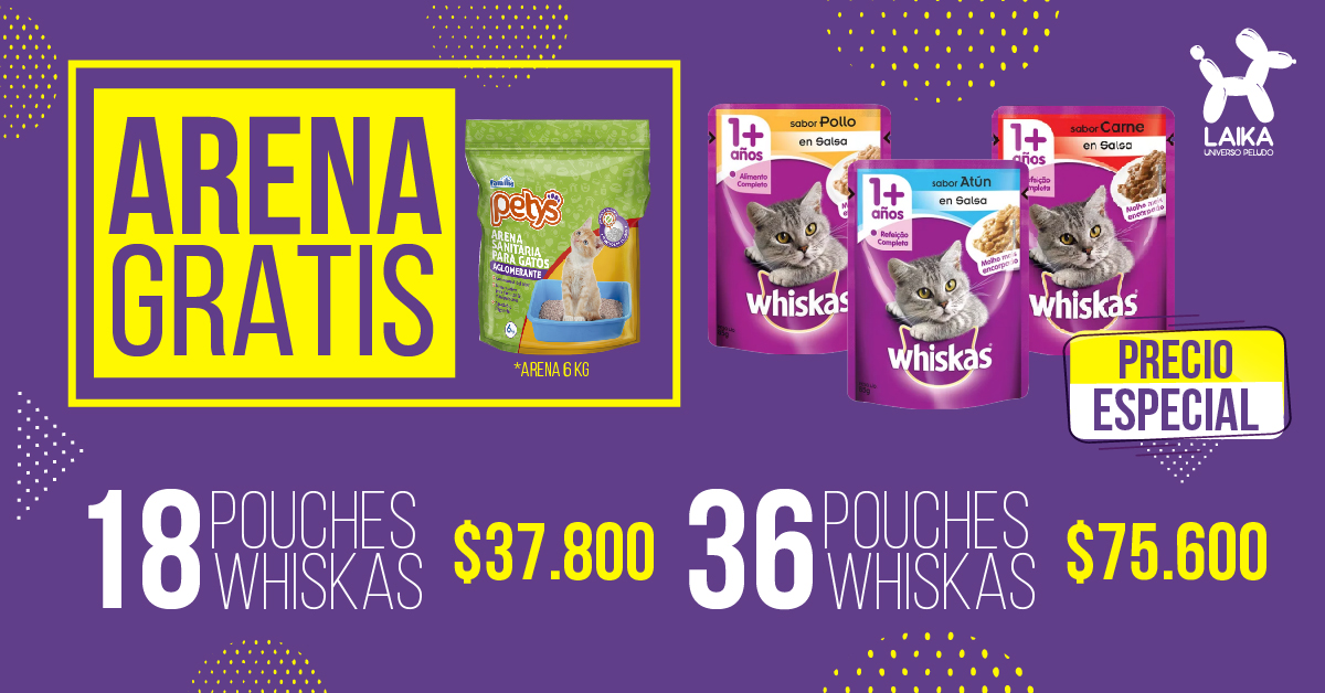 Gratis Arena 6kg Lleva 18 Ó 36 Pouches Whiskas