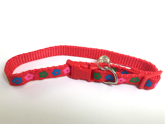 Collar Gato Rojo Flores