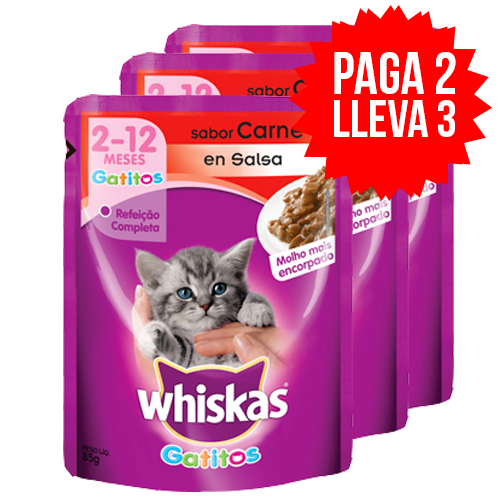 Whiskas Pouch Gatitos Carne En Salsa Pag2lle3