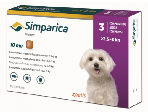 Simparica 10 Mg  > 2,6 - 5 Kg- Inactivo